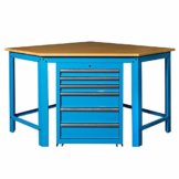 Datona Eckwerkbank mit Werkzeugschrank - Blau - 1