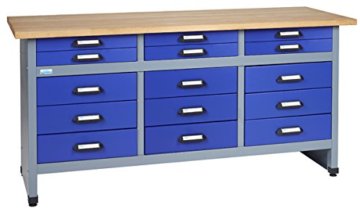 Küpper Werkbank Modell 12977, 170x84x60 cm, 15 Schubladen mit Rollenführungen Farbe ultramarinblau - 