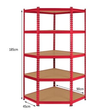 Monster Racking Sparangebot 1 x rote Z-Rax 90cm Eckregaleinheit Eckregal + 2 x Z-Rax 90cm Hochleistungsregale Schwerlastregal Lagerregal Garagenregal Stahlregal Industrieregal Werkstattregal Steckregal Metallregal 100% schraubenlos - 7