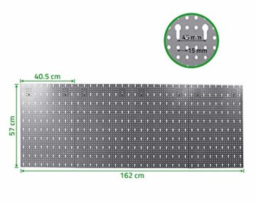 Ondis24 große Werkzeugwand Metall Lochwand mit 50 Haken, 162 x 57 cm groß, Lochwand für Werkstatt (Variante 2) - 2