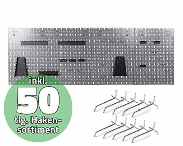 Ondis24 große Werkzeugwand Metall Lochwand mit 50 Haken, 162 x 57 cm groß, Lochwand für Werkstatt (Variante 2) - 1