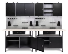 Ondis24 Werkstatt Set Klaus 240 cm 3 Schränke LED (Arbeitshöhe 85 cm, Schwarz) - 1