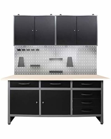 Ondis24 Werkstatteinrichtung 160 cm breit, Werkbank, Werkzeugschrank, Werkzeugwand, LED - 1