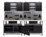Ondis24 Werkstatteinrichtung Werkstatt Set Werkbank Klaus 240 cm Hängeschrank (Arbeitshöhe 85 cm, Schwarz) - 1