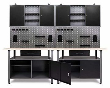 Ondis24 Werkstatteinrichtung Werkstatt Set Werkbank Klaus 240 cm Hängeschrank (Arbeitshöhe 85 cm, Schwarz) - 1
