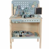 Tiamo Little Dutch 4448 Holz Spielwerkbank mit Werkzeuggürtel und Zubehör blau Mint 86x36x55 cm - 1