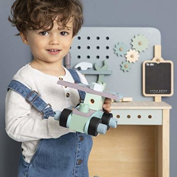 Tiamo Little Dutch 4448 Holz Spielwerkbank mit Werkzeuggürtel und Zubehör blau Mint 86x36x55 cm - 6