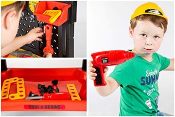 Werkbank Kinder Kinderwerkbank & Zubehör Werkstatt KP2646 Kleinkindspielzeug Kinderbank Werkzeug Schrauben und Bauelementen Inkl. Helm Zubehör Kinder werkzeugbank - 4