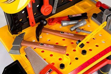 Werkbank Kinder Kinderwerkbank & Zubehör Werkstatt KP2646 Kleinkindspielzeug Kinderbank Werkzeug Schrauben und Bauelementen Inkl. Helm Zubehör Kinder werkzeugbank - 7