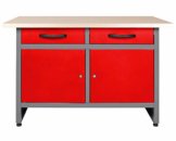 Ondis24 Montagewerkbank Werkstatteinrichtung Werkbank 120cm Werktisch rot mit 2 kugelgelagerten Schubladen & 2 abschließbaren Türen, TÜV geprüft - 1