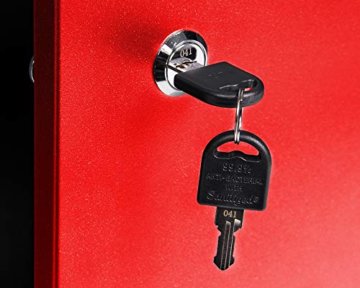 Ondis24 Montagewerkbank Werkstatteinrichtung Werkbank 120cm Werktisch rot mit 2 kugelgelagerten Schubladen & 2 abschließbaren Türen, TÜV geprüft - 5