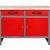 Ondis24 Montagewerkbank Werkstatteinrichtung Werkbank 120cm Werktisch rot mit 2 kugelgelagerten Schubladen & 2 abschließbaren Türen, TÜV geprüft - 1