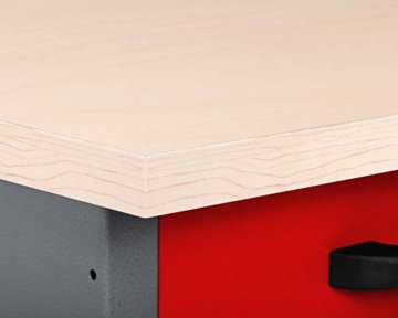Ondis24 Montagewerkbank Werkstatteinrichtung Werkbank 120cm Werktisch rot mit 2 kugelgelagerten Schubladen & 2 abschließbaren Türen, TÜV geprüft - 7