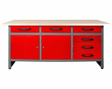 Ondis24 Werkstatteinrichtung rot 160cm, Werkstatt - Werkbank, Hängeschrank, Euro - Lochwand mit Haken - 2