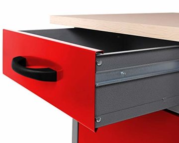 Ondis24 Werkstatteinrichtung rot 160cm, Werkstatt - Werkbank, Hängeschrank, Euro - Lochwand mit Haken - 3