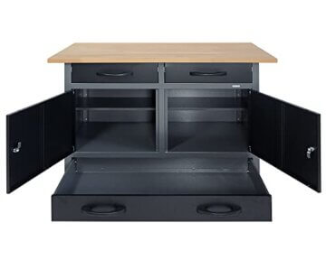 Ondis24 Werkbank Werktisch 120cm, Montagewerkbank 3 kugelgelagerte Schubladen & 2 abschließbare Türen, 28mm Buchenholzarbeitsplatte, Arbeitshöhe 95 cm, TÜV geprüft, Werkstatteinrichtung - 5