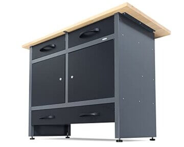 Ondis24 Werkbank Werktisch 120cm, Montagewerkbank 3 kugelgelagerte Schubladen & 2 abschließbare Türen, 28mm Buchenholzarbeitsplatte, Arbeitshöhe 95 cm, TÜV geprüft, Werkstatteinrichtung - 6