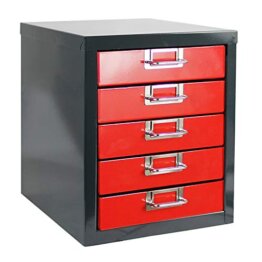 ADB Schubladenschrank Schubladenbox Werkzeugschrank mit 5 Schubladen 320x270x342 mm, aus Metall, für die Werkstatt als Werkzeugschrank, Hergestellt in der EU - 1