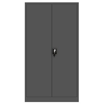 Aktenschrank C001H Büroschrank Metallschrank Stahlschrank Werkzeugschrank Stahlblech Pulverbeschichtet Flügeltürschrank Abschließbar 195 cm x 90 cm x 40 cm (anthrazit/anthrazit) - 4