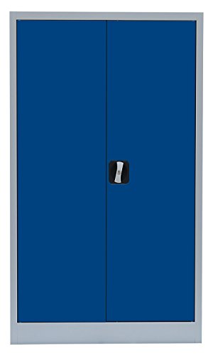 Flügeltürenschrank komplett montiert grau/blau 120x80x38cm Metallschrank abschließbar Lagerschrank Aktenschrank 2 Fachböden 530291 - 2