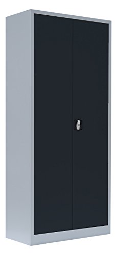 Flügeltürenschrank komplett montiert Metallschrank abschließbar anthrazit 180x80x38cm (HxBxT) Lagerschrank Aktenschrank Büroschrank Werkzeugschrank 4 Fachböden 530338 - 1