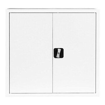 Flügeltürenschrank komplett montiert weiß 75x80x38cm Metallschrank abschließbar Lagerschrank Aktenschrank 1 Fachböden 530307 - 2