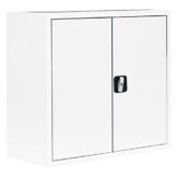 Flügeltürenschrank komplett montiert weiß 75x80x38cm Metallschrank abschließbar Lagerschrank Aktenschrank 1 Fachböden 530307 - 1