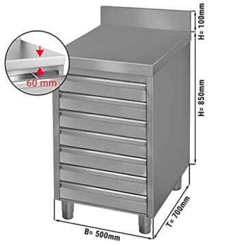 GGM Gastro | SSPSA57A | Schubladenschrank ECO mit 6 Schubladen für Pizzateigbällchen & Aufkantung - 500x700mm - 2