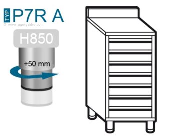 GGM Gastro | SSPSA57A | Schubladenschrank ECO mit 6 Schubladen für Pizzateigbällchen & Aufkantung - 500x700mm - 4