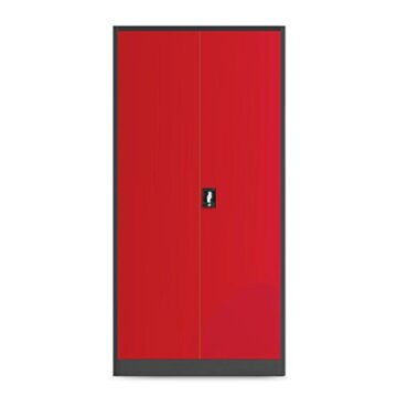 Jan Nowak Werkzeugschrank TC01A Werkstattschrank Garagenschrank Universalschrank Lagerschrank Pulverbeschichtet Flügeltüren Stahlblech 185 cm x 92 cm x 50 cm (anthrazit/rot) - 2