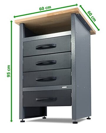 Ondis24 Werkbank Bernd Plus Werktisch mit 4 Schubladen 60 x 60 x 95(H) cm Buchenholzarbeitsplatte - 2