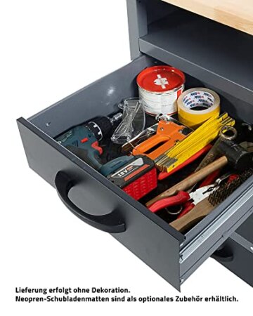 Ondis24 Werkbank Bernd Plus Werktisch mit 4 Schubladen 60 x 60 x 95(H) cm Buchenholzarbeitsplatte - 5