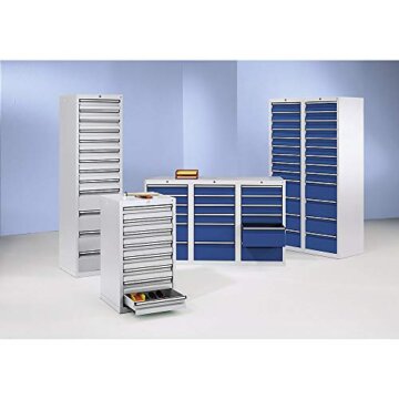 Schubladenschrank H900xB1500xT500mm 12x100 6x200 lichtgrau/enzianblau Trgf.35kg - 3