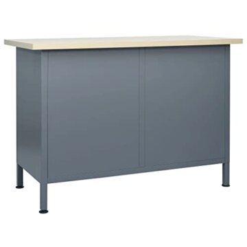 vidaXL Werkbank 2 Schubladen mit Kugellager 2 Schränke mit Türen Werktisch Werkstatt Heimwerker Montagewerkbank Arbeitstisch Schwarz 120x60x85cm Stahl - 6