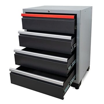 Weber GmbH Professioneller Werkzeugschrank Serie 510 mit 4 Schubladen, Schwarz, Silber, Rot - 3