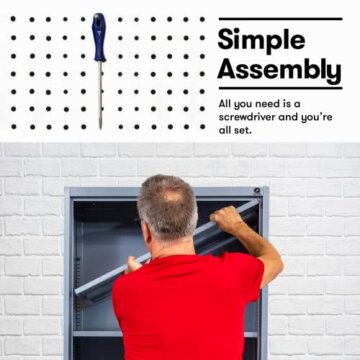 Fedmax Werkzeug- und Aktenschrank aus Metall 180x80x40 cm - Abschließbarer Schrank für Büro, Werkstatt, Garage - Belastbar bis 80 kg - Schwarz - 6