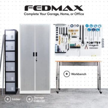 Fedmax Werkzeug- und Aktenschrank aus Metall 180x80x40 cm - Abschließbarer Schrank für Büro, Werkstatt, Garage - Belastbar bis 80 kg - Schwarz - 9