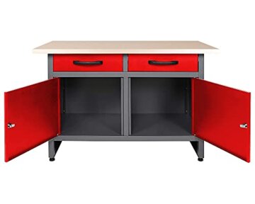 Ondis24 Werkstatt Set Ecklösung Iconic One, Werkbank, 180 cm Holzarbeitsplatte, Werkzeugschrank, Werkzeugwand Lochwand, Haken Set, Metall - 3