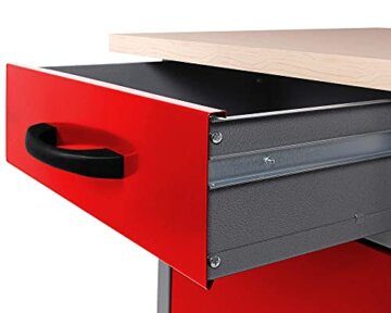 Ondis24 Werkstatt Set Ecklösung Iconic One, Werkbank, 180 cm Holzarbeitsplatte, Werkzeugschrank, Werkzeugwand Lochwand, Haken Set, Metall - 4