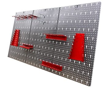 Ondis24 Werkstatt Set Ecklösung Iconic One, Werkbank, 180 cm Holzarbeitsplatte, Werkzeugschrank, Werkzeugwand Lochwand, Haken Set, Metall - 7