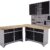 Ondis24 Werkstatt Set Ecklösung Iconic One, Werkbank, 180 cm Holzarbeitsplatte, Werkzeugschrank, Werkzeugwand Lochwand, Haken Set, Metall - 1