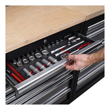 STIER Werkstatteinrichtung Basic, 6-teilig, modular, mit Lochwand und Multiplex-Arbeitsplatte, BxTxH 4235x460x2000mm - 8