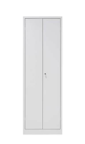 furni24 TÜV/GS - Metall Putzmittelschrank – Wäsche Schrank aus Stahl mit Türen, Garderobenstange, große Fächer, Hutablage, fertig montiert - Grau, XXL 60 x 50 x 180 cm - 7