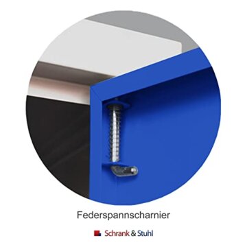 Schrank & Stuhl XXL Werkzeugschrank – Werkstattschrank mit 4 höhenverstellbaren Fachböden, Stahlschrank für Werkzeuge, 195 x 92 x 60 cm (H x B x T), Grau/Blau - 4