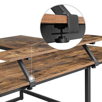 VASAGLE Schreibtisch, L-förmiger Computertisch mit beweglichem Monitoraufsatz, Eckschreibtisch, Büro, Arbeitszimmer, Gaming, platzsparend, einfache Montage, Metall, vintagebraun-schwarz LWD56X - 6