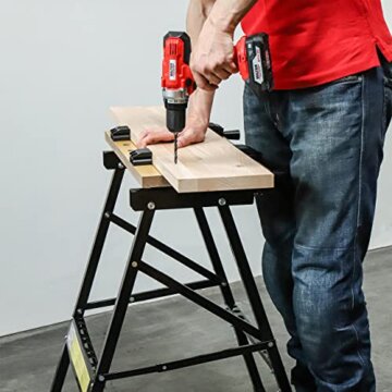 WALTER Werk- und Spanntisch, 100 kg Tragkraft, große Arbeitsfläche, klappbar und vielseitig verstellbar, universell einsetzbar, zum Schleifen, Sägen oder Einspannen von Werkstücken, Arbeitshöhe 77 cm - 6