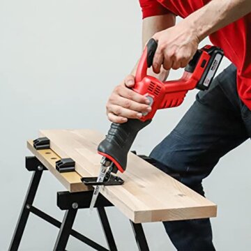 WALTER Werk- und Spanntisch, 100 kg Tragkraft, große Arbeitsfläche, klappbar und vielseitig verstellbar, universell einsetzbar, zum Schleifen, Sägen oder Einspannen von Werkstücken, Arbeitshöhe 77 cm - 8