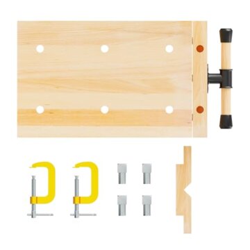 Wiltec Tragbare Hobelbank 45,5x28x7 cm & Schraubstock Mini-Werkbank aus Buchenholz Mobil Tragbar für Klemmen Hobeln - 8