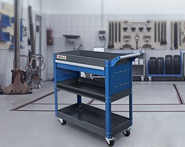 AIRAJ Werkzeugwagen für Robuste 3 Etagen,mit Haken zum Aufhängen,rutschfeste Perlgarnitur,Ergonomische Griffe,Gummierte Bremsräder,Werkzeugwagen für Zuhause,Werkstattwagen,Tragkraft 200KG - 7