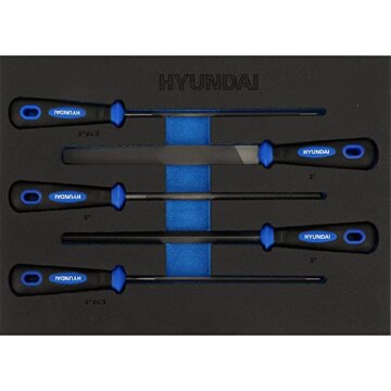 Hyundai Werkstattwagen Set 59008, Werkzeugwagen gefüllt mit Werkzeug, 287-teilig, 12 kugelgelagerte Schubladen Davon 8 bestückt, hochwertige Edelstahlplatte, abschließbar und mobil - 9